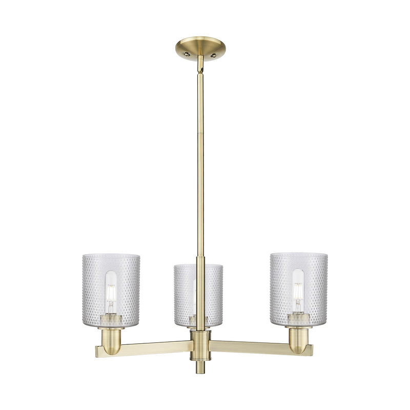 Innovations Cobbleskill 27in 3-Light Pendant | Industrial Antique Brass Steel and Clear Glass | Kitchen Island & Dining Room | Model 716-3CR-AB-G112