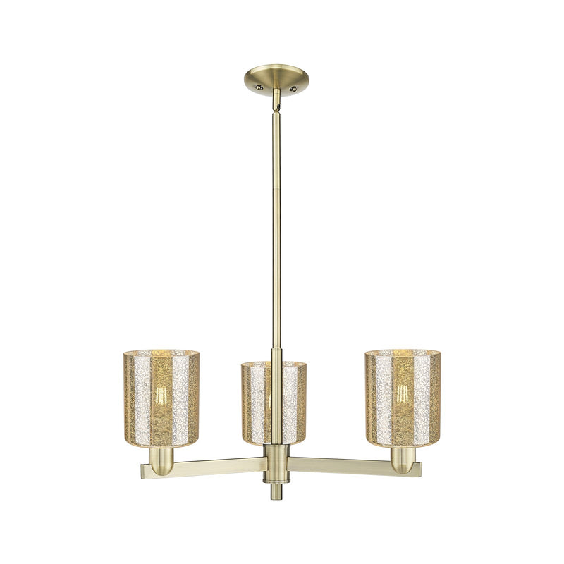 Innovations Cobbleskill 27in 3-Light Pendant | Industrial Antique Brass Steel and Mercury Glass | Kitchen Island & Dining Room | Model 716-3CR-AB-G116
