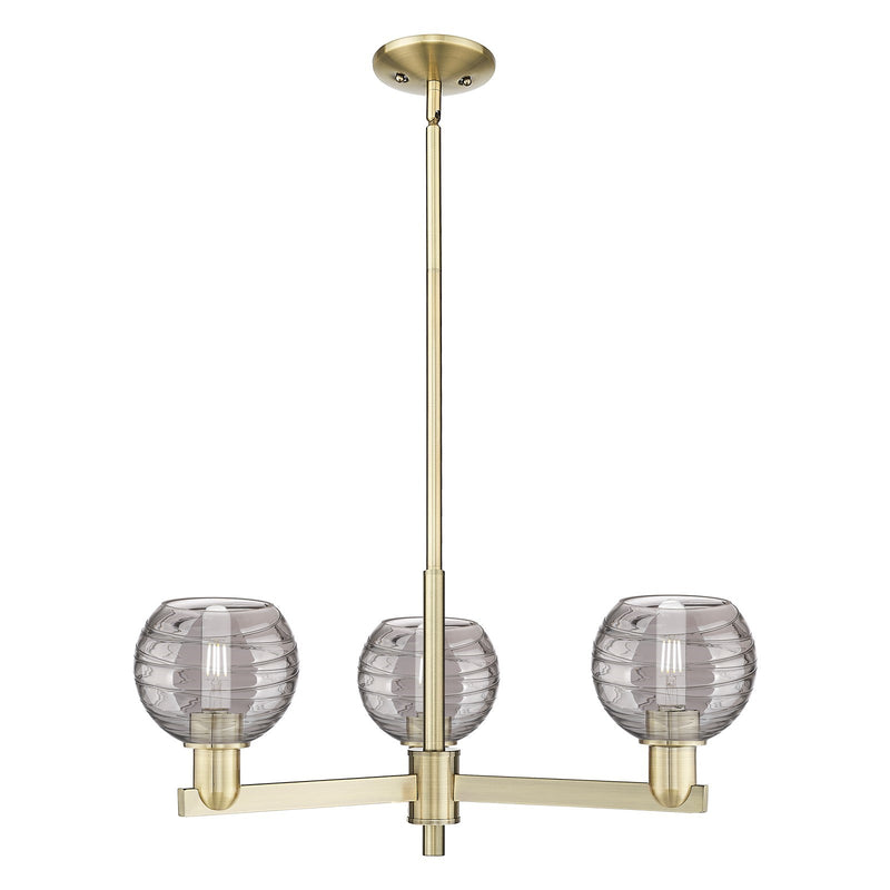 Innovations Athens Deco Swirl 18in 3-Light Pendant | Industrial Antique Brass Steel and Light Smoke Glass | Kitchen Island & | Model 716-3CR-AB-G1213-6SM