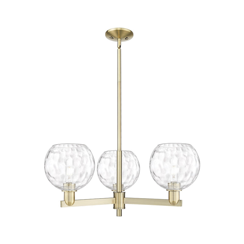 Innovations Athens Water Glass 30in 3-Light Pendant | Industrial Antique Brass and Clear Glass | Kitchen Island & Dining Room | Model 716-3CR-AB-G1215-8