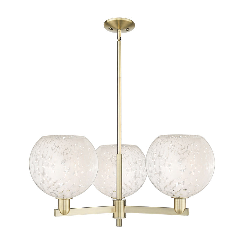 Innovations Lighting Arcadia 32in 3-Light Pendant | Industrial Antique Brass Steel and White Mouchette Glass | Kitchen | Model 716-3CR-AB-G1216-10WM