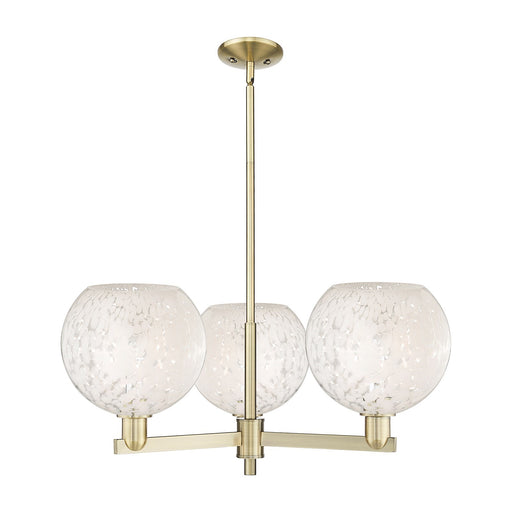 Innovations Lighting Arcadia 32in 3-Light Pendant | Industrial Antique Brass Steel and White Mouchette Glass | Kitchen | Model 716-3CR-AB-G1216-10WM