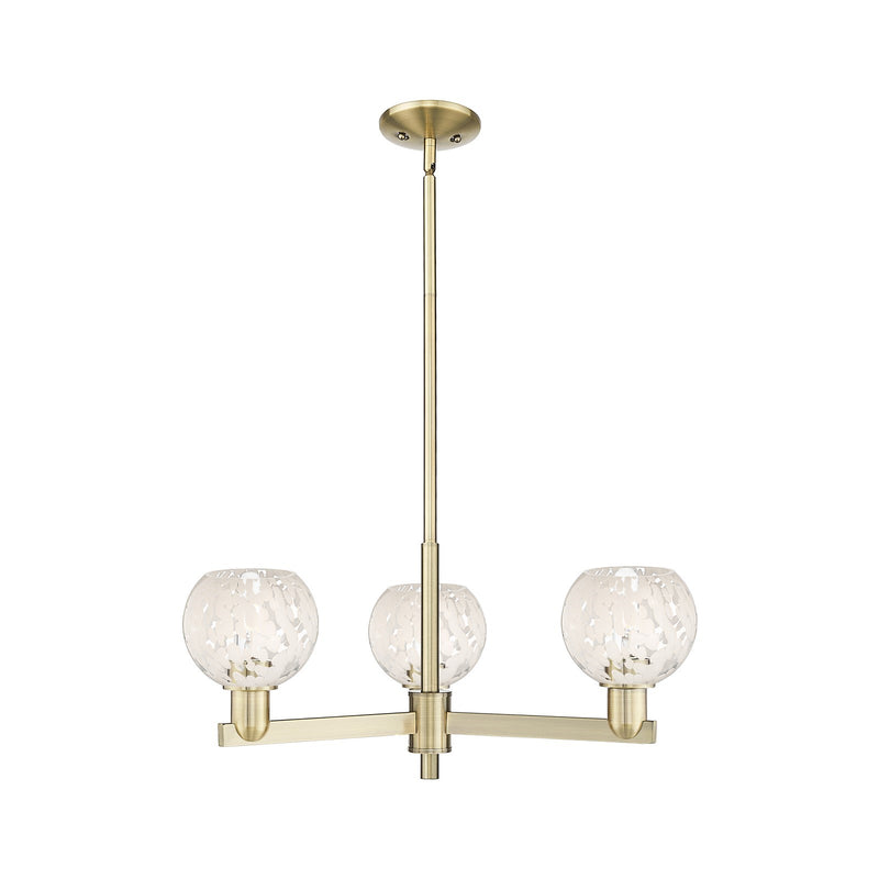 Innovations Lighting White Mouchette 28in 3-Light Pendant | Industrial Antique Brass and White Glass | Kitchen Island & | Model 716-3CR-AB-G1216-6WM