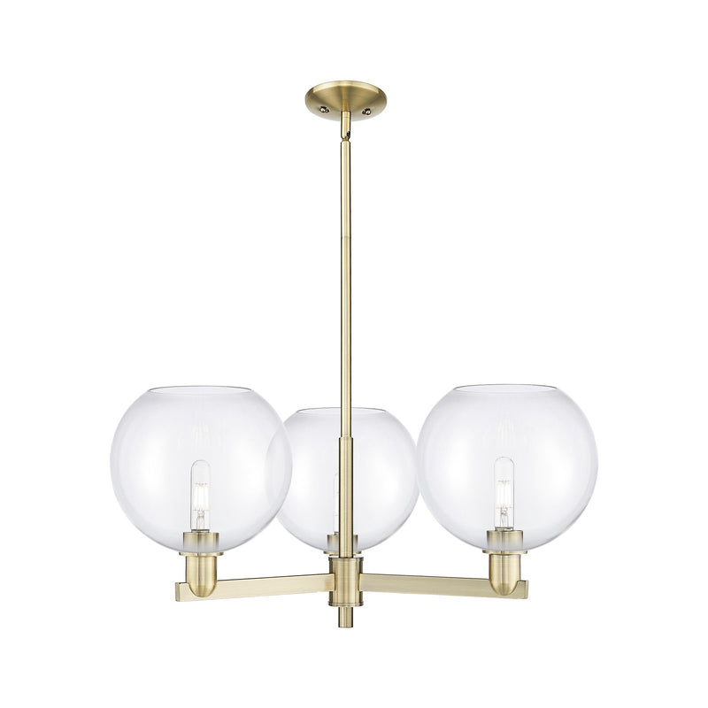 Innovations Athens 32in 3-Light Pendant | Industrial Antique Brass Steel and Clear Glass | Kitchen Island & Dining Room | 31.75 | Model 716-3CR-AB-G122-10