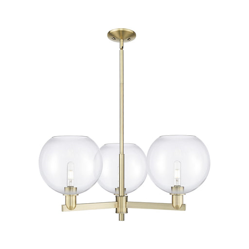 Innovations Athens 32in 3-Light Pendant | Industrial Antique Brass Steel and Clear Glass | Kitchen Island & Dining Room | 31.75 | Model 716-3CR-AB-G122-10