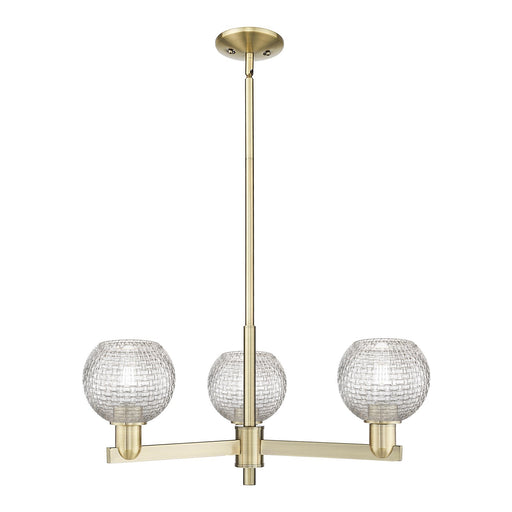 Innovations Athens 28in 3-Light Pendant | Industrial Antique Brass Steel and Clear Basket Weave Glass | Kitchen Island & | Model 716-3CR-AB-G122C-6CL