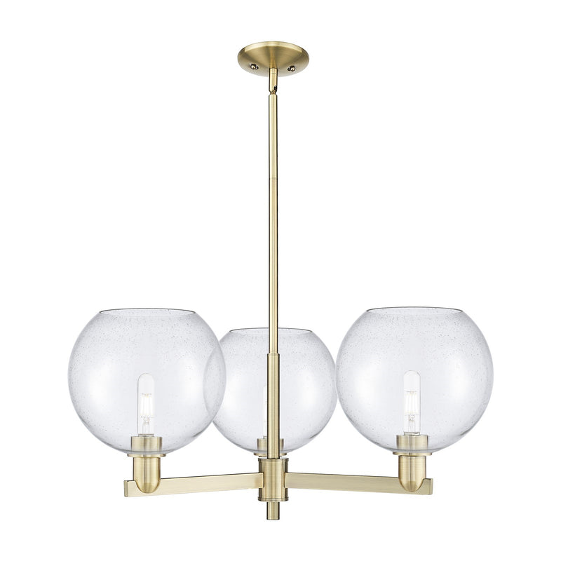 Innovations Athens 32in 3-Light Pendant | Industrial Antique Brass Steel and Seedy Glass | Kitchen Island & Dining Room | 31.75 | Model 716-3CR-AB-G124-10