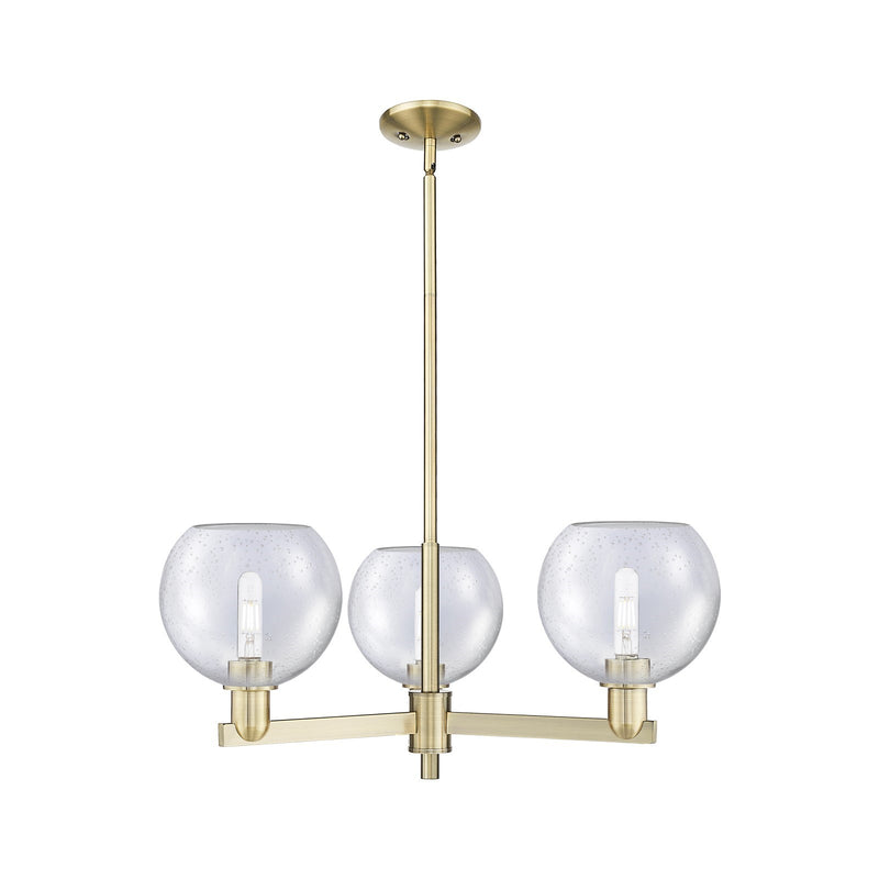 Innovations Athens 30in 3-Light Pendant | Industrial Antique Brass Steel and Seedy Glass | Kitchen Island & Dining Room | 29.75 | Model 716-3CR-AB-G124-8