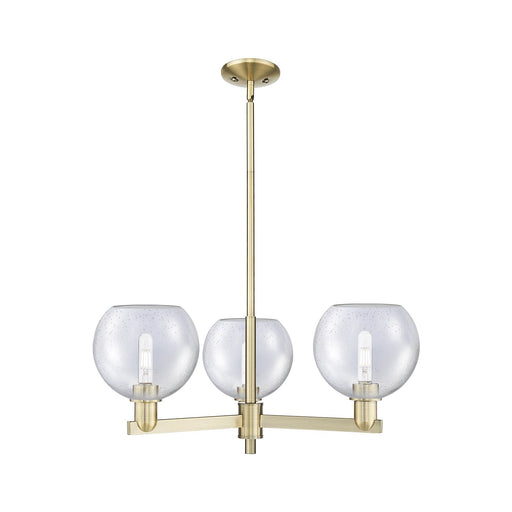 Innovations Athens 30in 3-Light Pendant | Industrial Antique Brass Steel and Seedy Glass | Kitchen Island & Dining Room | 29.75 | Model 716-3CR-AB-G124-8