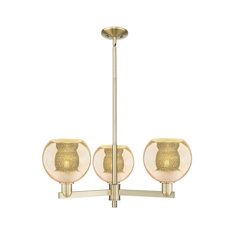 Innovations Athens 30in 3-Light Pendant | Industrial Antique Brass Steel and Mercury Glass | Kitchen Island & Dining Room | Model 716-3CR-AB-G128-8