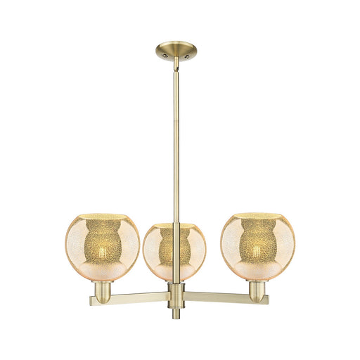 Innovations Athens 30in 3-Light Pendant | Industrial Antique Brass Steel and Mercury Glass | Kitchen Island & Dining Room | Model 716-3CR-AB-G128-8