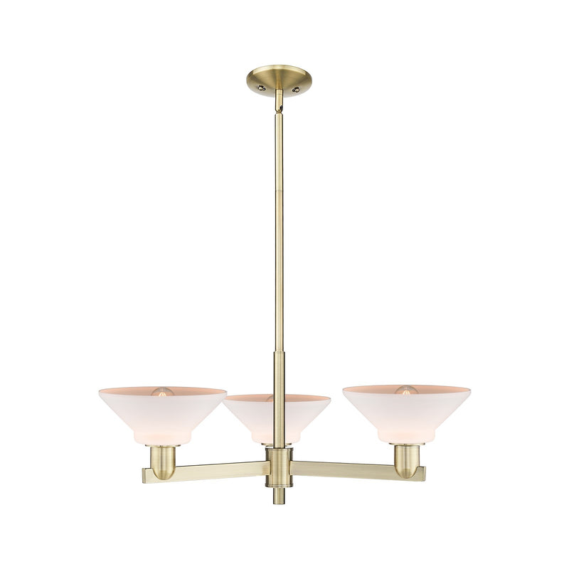 Innovations Orwell 30in 3-Light Pendant | Industrial Antique Brass Steel and Matte White Glass | Kitchen Island & Dining Room | Model 716-3CR-AB-G131