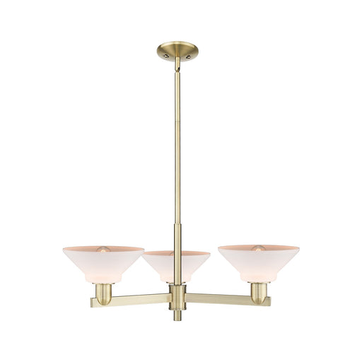 Innovations Orwell 30in 3-Light Pendant | Industrial Antique Brass Steel and Matte White Glass | Kitchen Island & Dining Room | Model 716-3CR-AB-G131
