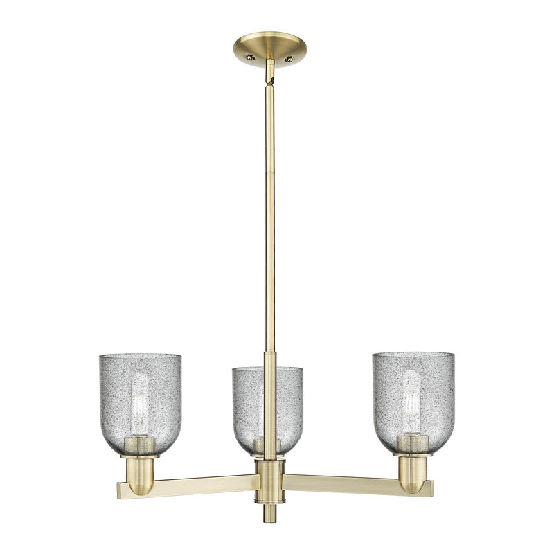 Innovations Caledonia 27in 3-Light Pendant | Industrial Antique Brass and Charcoal Glass | Kitchen Island & Dining Room | 26.75 x | Model 716-3CR-AB-G257
