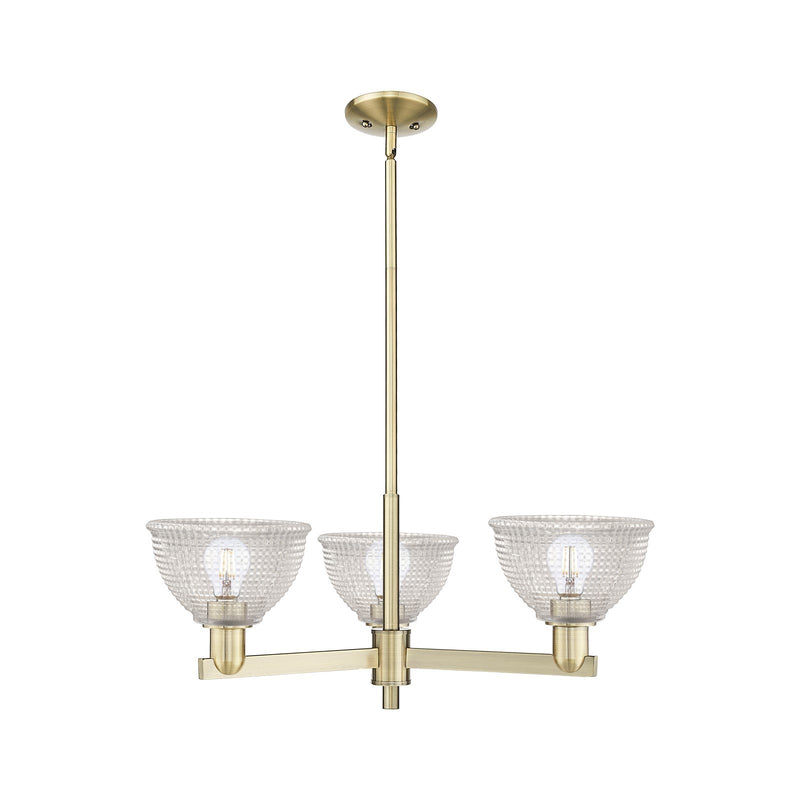 Innovations Arietta 30in 3-Light Pendant | Industrial Antique Brass and Clear Glass | Kitchen Island & Dining Room | 29.75 x 29.75 | Model 716-3CR-AB-G422