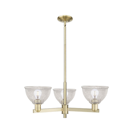Innovations Arietta 30in 3-Light Pendant | Industrial Antique Brass and Clear Glass | Kitchen Island & Dining Room | 29.75 x 29.75 | Model 716-3CR-AB-G422