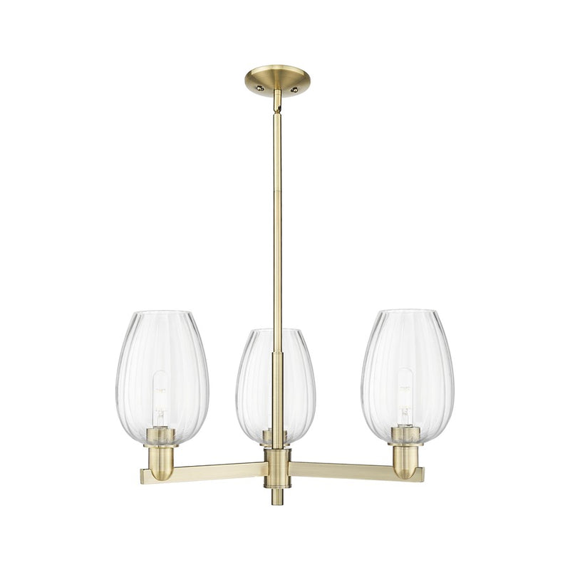Innovations Preston 3Lt 18" Flute Stem Chandelier, AB/CL - 716-3CR-AB-G457-6CL