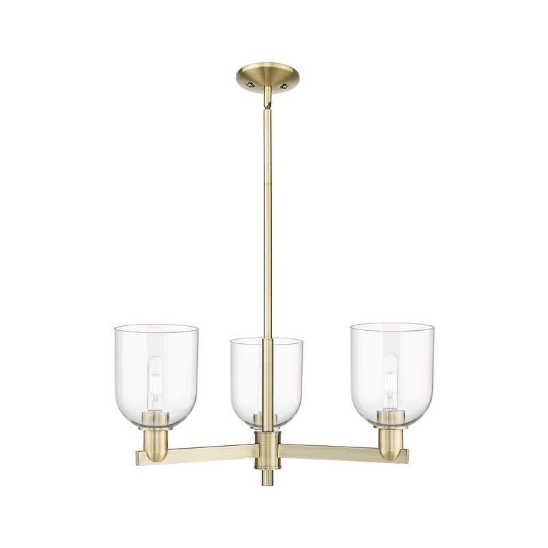 Innovations Bella 27in 3-Light Pendant | Industrial Antique Brass and Clear Glass | Kitchen Island & Dining Room | 27.25 x | Model 716-3CR-AB-G558-6CL