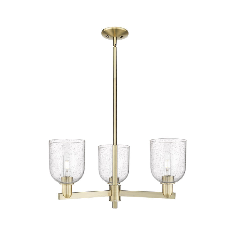 Innovations Bella 27in 3-Light Pendant | Industrial Antique Brass Steel and Seedy Glass | Kitchen Island & Dining Room | Model 716-3CR-AB-G558-6SDY