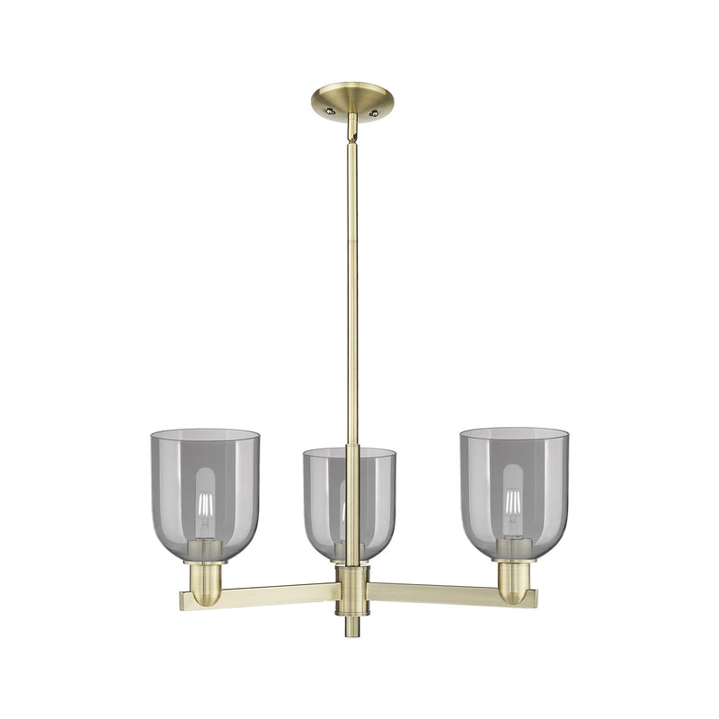 Innovations Bella 27in 3-Light Pendant | Industrial Antique Brass Steel and Light Smoke Glass | Kitchen Island & Dining Room | Model 716-3CR-AB-G558-6SM