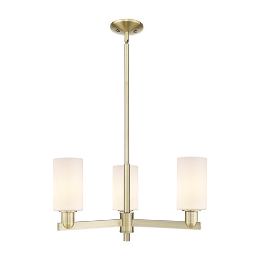 Innovations Clymer 26in 3-Light Pendant | Industrial Antique Brass and Matte White Glass | Kitchen Island & Dining Room | 25.62 x | Model 716-3CR-AB-G801