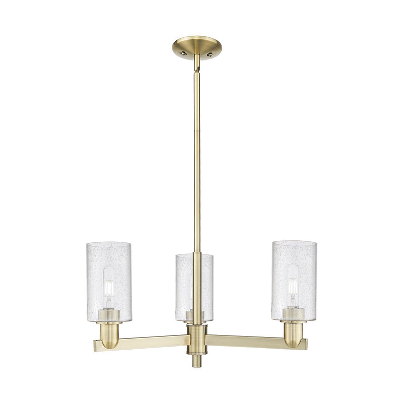 Innovations Clymer 26in 3-Light Pendant | Industrial Antique Brass Steel and Seedy Glass | Kitchen Island & Dining Room | 25.62 x | Model 716-3CR-AB-G804