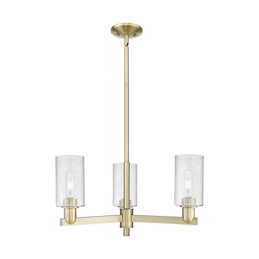 Innovations Clymer 26in 3-Light Pendant | Industrial Antique Brass Steel and Seedy Glass | Kitchen Island & Dining Room | 25.62 x | Model 716-3CR-AB-G804