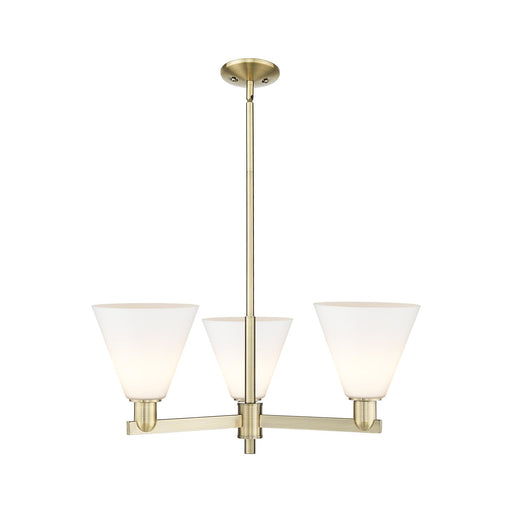 Innovations Berkshire Glass 30in 3-Light Pendant | Industrial Antique Brass Steel and Matte White Glass | Kitchen Island & | Model 716-3CR-AB-GBC-81