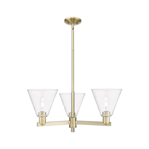 Innovations Berkshire Glass 30in 3-Light Pendant | Industrial Antique Brass Steel and Clear Glass | Kitchen Island & Dining Room | Model 716-3CR-AB-GBC-82