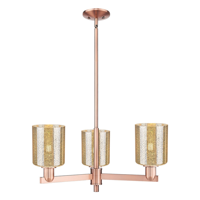 Innovations Cobbleskill 27in 3-Light Pendant | Industrial Antique Copper Steel and Mercury Glass | Kitchen Island & Dining Room | Model 716-3CR-AC-G116