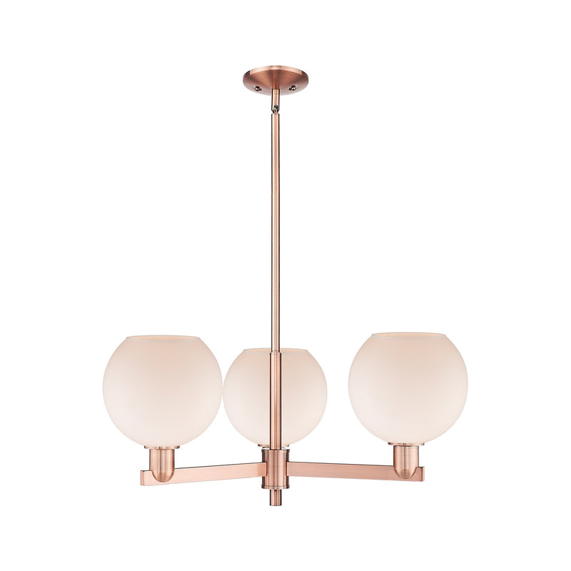 Innovations Athens 30in 3-Light Pendant | Industrial Antique Copper Steel and Matte White Glass | Kitchen Island & Dining Room | Model 716-3CR-AC-G121-8