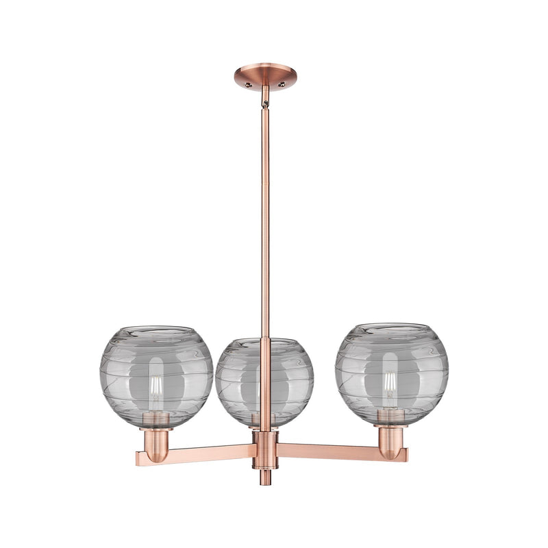 Innovations Athens Deco Swirl 30in 3-Light Pendant | Industrial Antique Copper Steel and Light Smoke Glass | Kitchen Island & | Model 716-3CR-AC-G1213-8SM