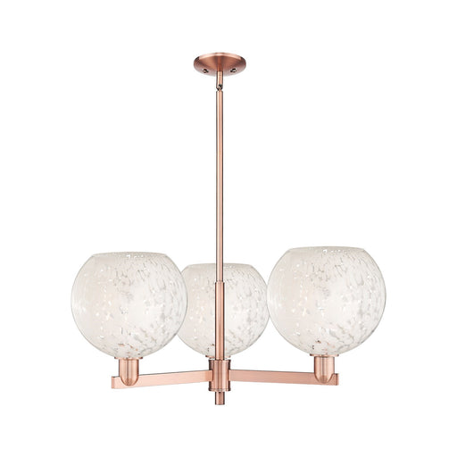 Innovations Lighting Arcadia 32in 3-Light Pendant | Industrial Antique Copper Steel and White Mouchette Glass | Kitchen | Model 716-3CR-AC-G1216-10WM