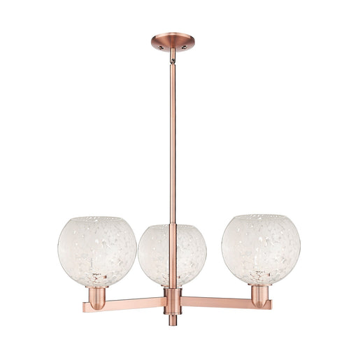 Innovations Lighting Arcadia 30in 3-Light Pendant | Industrial Antique Copper and White Mouchette Glass | Kitchen Island & | Model 716-3CR-AC-G1216-8WM