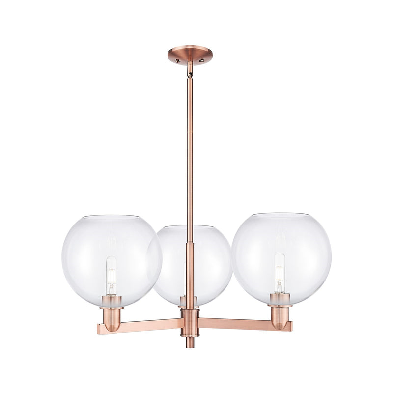 Innovations Athens 32in 3-Light Pendant | Industrial Antique Copper Steel and Clear Glass | Kitchen Island & Dining Room | Model 716-3CR-AC-G122-10