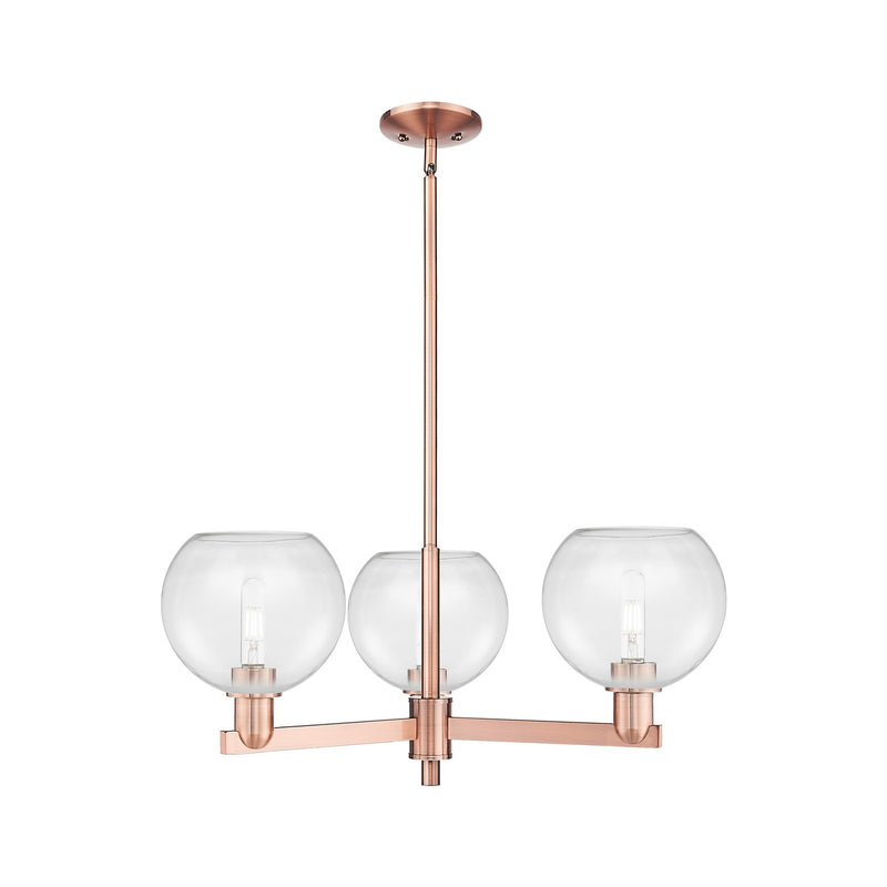 Innovations Athens 30in 3-Light Pendant | Industrial Antique Copper Steel and Clear Glass | Kitchen Island & Dining Room | 29.75 | Model 716-3CR-AC-G122-8