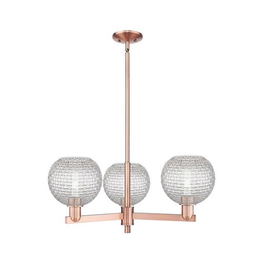 Innovations Athens 30in 3-Light Pendant | Industrial Antique Copper Steel and Clear Basket Weave Glass | Kitchen Island & | Model 716-3CR-AC-G122C-8CL