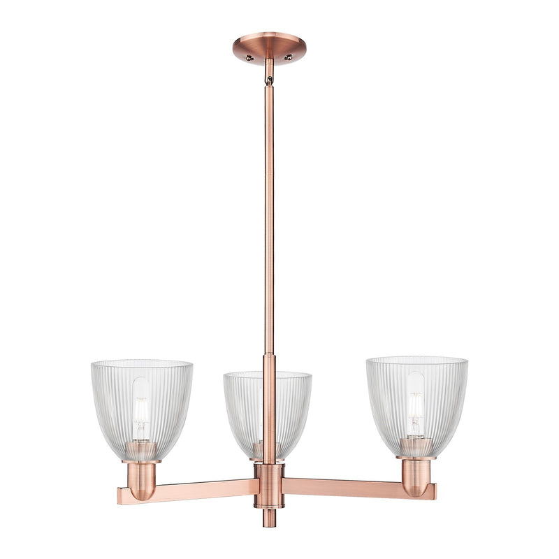 Innovations Castile 28in 3-Light Pendant | Industrial Antique Copper Steel and Clear Glass | Kitchen Island & Dining Room | 27.75 | Model 716-3CR-AC-G382