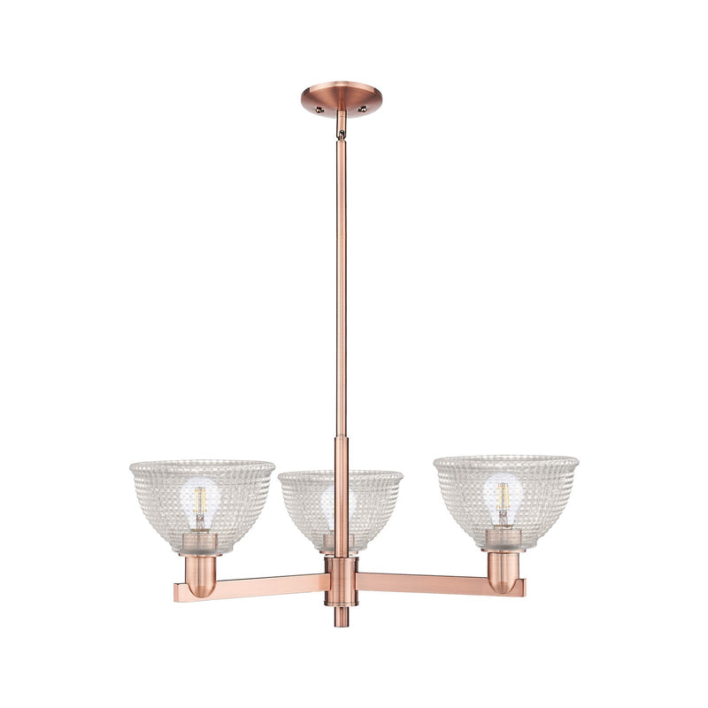 Innovations Arietta 30in 3-Light Pendant | Industrial Antique Copper Steel and Clear Glass | Kitchen Island & Dining Room | 29.75 | Model 716-3CR-AC-G422