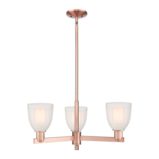 Innovations Brookfield 28in 3-Light Pendant | Industrial Antique Copper Steel and White Frosted Ribbed Glass | Kitchen Island & | Model 716-3CR-AC-G441