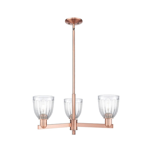 Innovations Brookfield 28in 3-Light Pendant | Industrial Antique Copper Steel and Clear Ribbed Glass | Kitchen Island & Dining | Model 716-3CR-AC-G442