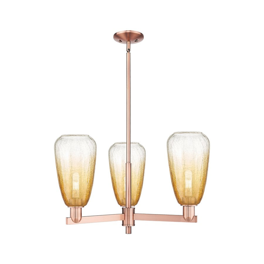 Innovations BH Almond 3Lt 18" Stem Chandelier, CP/AM - 716-3CR-AC-G480-6AM