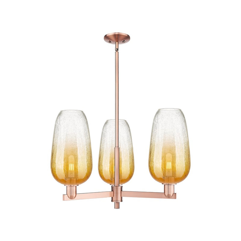 Innovations BH Flute 3Lt 18" Stem Chandelier, CP/AM - 716-3CR-AC-G484-7AM
