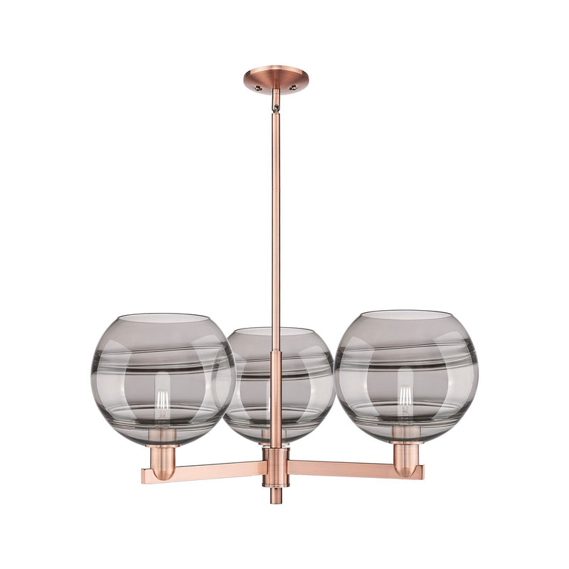 Innovations Rochester 32in 3-Light Pendant | Industrial Antique Copper Steel and Light Smoke Glass | Kitchen Island & Dining | Model 716-3CR-AC-G556-10SM