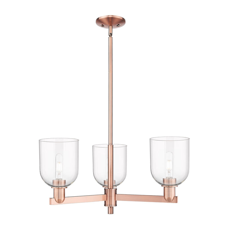 Innovations Bella 27.25in 3-Light Pendant | Industrial Antique Copper and Clear Glass | Kitchen Island & Dining Room | 27.25 x | Model 716-3CR-AC-G558-6CL
