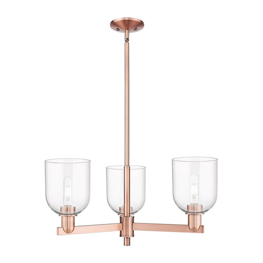 Innovations Bella 27.25in 3-Light Pendant | Industrial Antique Copper and Clear Glass | Kitchen Island & Dining Room | 27.25 x | Model 716-3CR-AC-G558-6CL