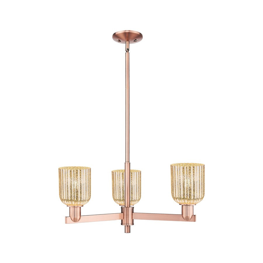 Innovations Bridal Veil 3Lt 18" Chandelier, Copper/Mercury - 716-3CR-AC-G559-5ME