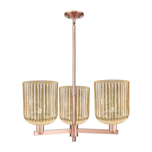Innovations Bridal Veil 30in 3-Light Pendant | Industrial Antique Copper Steel and Mercury Ribbed Glass | Kitchen Island & | Model 716-3CR-AC-G559-8ME