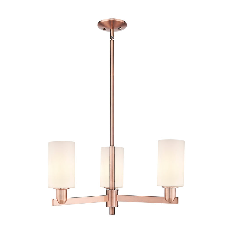 Innovations Clymer 26in 3-Light Pendant | Industrial Antique Copper Steel and Matte White Glass | Kitchen Island & Dining Room | Model 716-3CR-AC-G801
