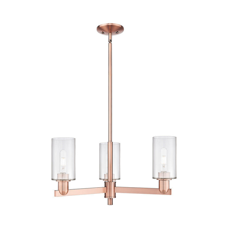 Innovations Clymer 26in 3-Light Pendant | Industrial Antique Copper Steel and Clear Glass | Kitchen Island & Dining Room | 25.62 x | Model 716-3CR-AC-G802